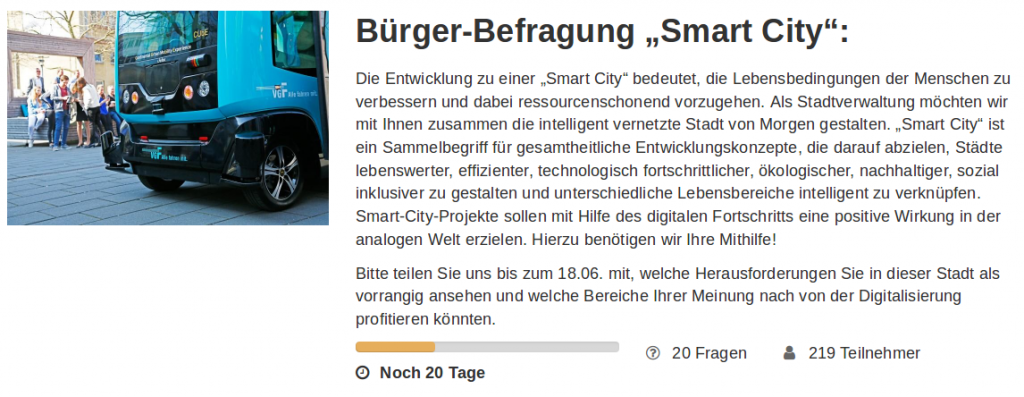 Screenshot der Bürger-Befragung "Smart City"