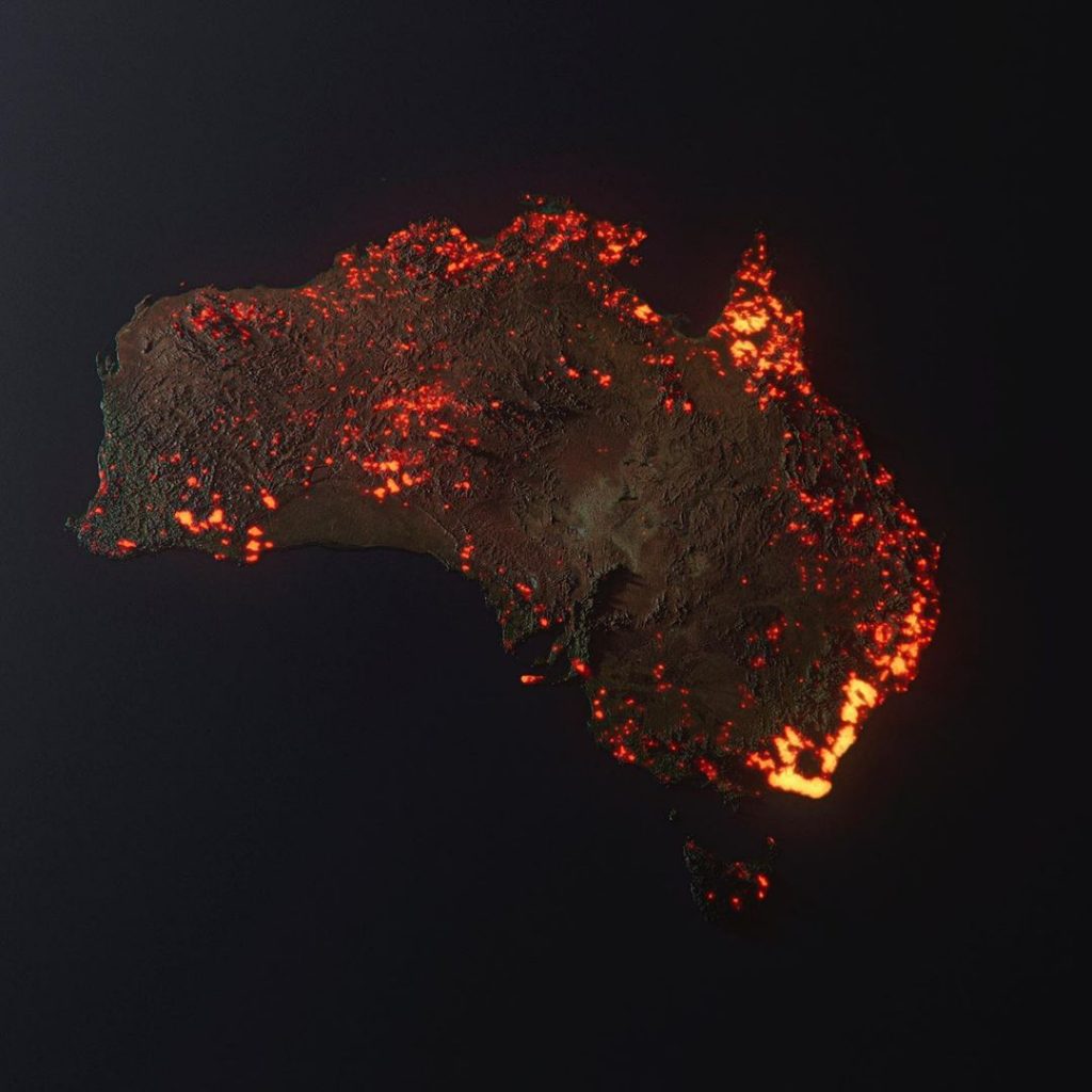 3D visualisation of the fires in Australia